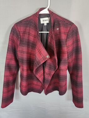 BB Dakota Women's Red Plaid Open-Front Jacket